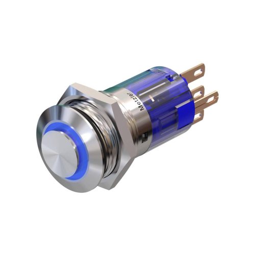 0e423c34-e540-467d-8100-2bbcb3732c2b Metzler - tlačidlo 16 mm - LED kruhové osvetlenie modré - IP67 IK10 - nehrdzavejúca oceľ - vystupujúce - spájkovacie kontakty