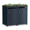 Metzler box na popelnice s vegetační střechou | 2 kusy | 240 l | antracit RAL 7016 | z oceli | nerezová a masivní | dveřní madlo se zámkem