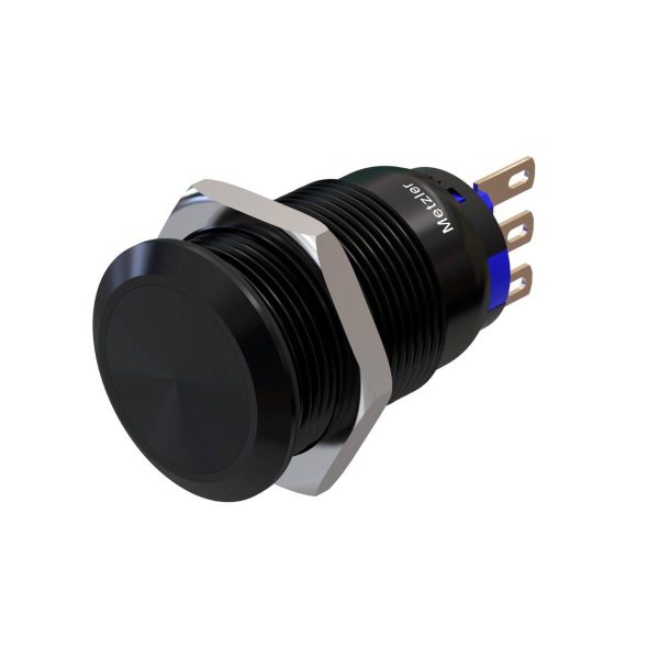 Metzler - tlačítko 19mm - IP67 IK10 - hliník - ploché - pájecí připojení