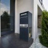 Balíkový box s poštovou schránkou | s bočnými priehľadovými okienkami | personalizovaný gravírovaním | menovka z nehrdzavejúcej ocele | antracit | Bispo 2 SF