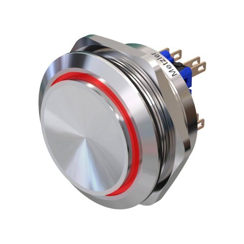1764f022-896a-49fd-8746-31e75b0a5df3 Metzler - tlačidlo 40 mm - LED kruhové osvetlenie červené - IP67 IK10 - nerezová oceľ - 2pólové - vystupujúce - spájkovacie kontakty