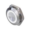 Metzler - tlačidlo 19mm - LED kruhové osvetlenie biele - IP67 IK10 - nehrdzavejúca oceľ - ploché - káblové pripojenie