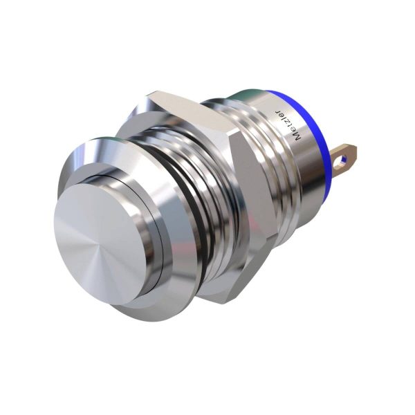 Metzler - tlačítko 12 mm - IP67 IK10 - nerezová ocel - vystupující - pájecí kontakty