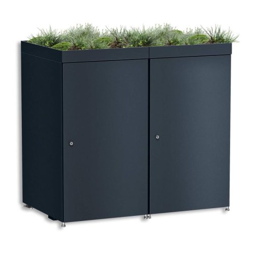 Metzler box na popelnice s vegetační střechou | pro 2 popelnice | 240l | z hliníku | nerezová & masivní