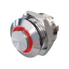 Metzler - tlačidlo 12mm - LED kruhové osvetlenie červené - IP67 IK10 - nehrdzavejúca oceľ - vyčnievajúce - spájkovacie kontakty