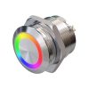 Metzler - tlačidlo 19 mm - LED kruhové osvetlenie RGB voľba farby pomocou prepínača - IP67 IK10 - nehrdzavejúca oceľ - ploché - káblové pripojenie