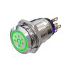 Metzler - tlačidlo 19 mm - LED symbol svetlo 230 V zelená - IP67 IK10 - nehrdzavejúca oceľ - ploché - spájkovacie kontakty