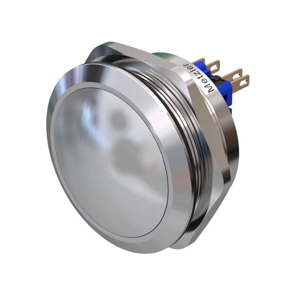 Metzler - tlačítko 40mm - IP67 IK10 - nerezová ocel - vypouklé - pájecí kontakty