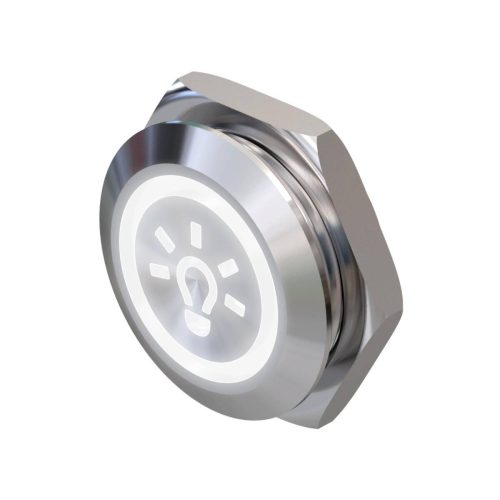 Metzler - tlačidlo 19mm - LED symbol svetlo biele - IP67 IK10 - nehrdzavejúca oceľ - ploché - káblové pripojenie