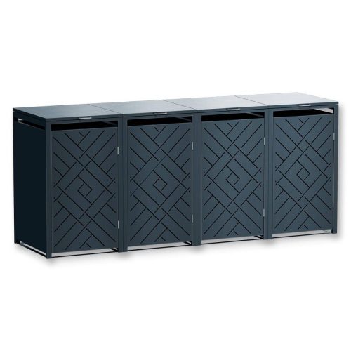 Metzler designový box na popelnice | pro 4 | 240 l | antracit RAL 7016 | kosočtvercový vzor | Prisma