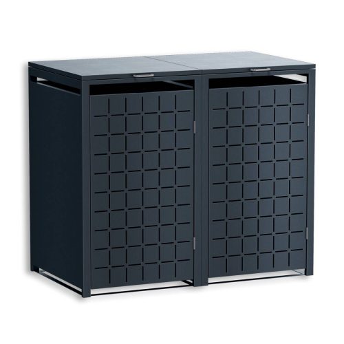 Metzler designový box na popelnice | 2 ks | 240 l | antracit RAL 7016 | čtvercový vzor | Geo