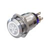 Metzler - tlačidlo 19mm - LED symbol svetlo 230 V biela - IP67 IK10 - nehrdzavejúca oceľ - ploché - spájkovacie kontakty
