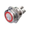 Metzler - tlačidlo 19mm - LED kruhové osvetlenie červené - IP67 IK10 - nehrdzavejúca oceľ - ploché - skrutkové kontakty