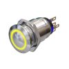 Metzler - tlačidlo 19mm - žlté LED kruhové osvetlenie - IP67 IK10 - nehrdzavejúca oceľ - vypuklé - spájkovacie kontakty