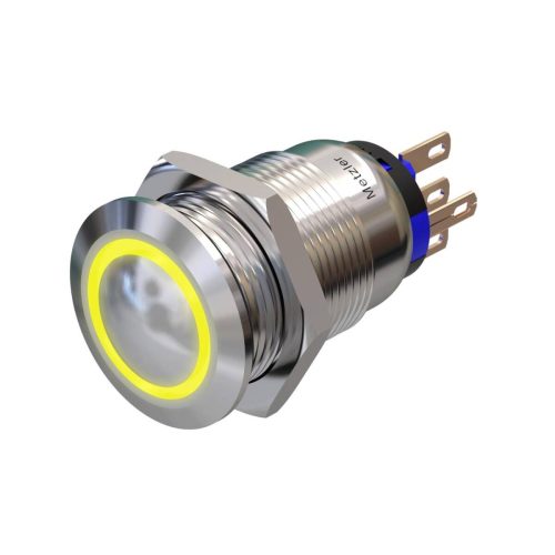 47e99906-bdc5-43cc-aff6-4de2a8645e15 Metzler - tlačidlo 19mm - žlté LED kruhové osvetlenie - IP67 IK10 - nehrdzavejúca oceľ - vypuklé - spájkovacie kontakty