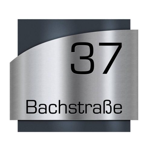 4f333a8d-f2c1-4c68-8f57-8ab433c0201b Metzler nerezová tabuľa s orientačným číslom s ulicou | Antracit RAL 7016 | Falko 2