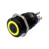 Metzler - tlačítko 19 mm - LED kruhové osvětlení žluté - IP67 IK10 - hliník - ploché - pájecí připojení