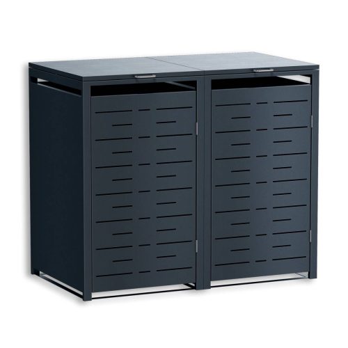 Metzler designový box na odpadkové koše | pro 2 koše | 240 l | horizontální designové linie | antracit RAL 7016 | Nexus