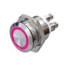 Metzler - tlačidlo 19 mm - LED kruhové osvetlenie ružové - IP67 IK10 - nehrdzavejúca oceľ - ploché - skrutkové kontakty