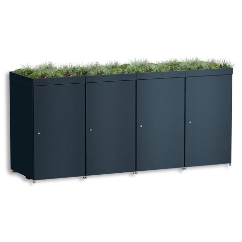 618836e9-8993-4e84-b7df-57a1abe4d0f2 Metzler box na odpadkové koše s vegetační střechou | 4x | 240 l | z hliníku | nerezová a masivní