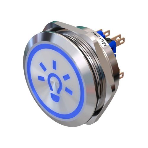 62b2fdbf-6eed-4903-8b60-b21702427d30 Metzler - tlačidlo 40 mm - LED symbol svetla modrá - IP67 IK10 - nehrdzavejúca oceľ - 2-pólové - ploché - spájkovacie kontakty