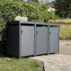 Metzler box na odpadkové nádoby so zazelenenou strechou | 3er | 240l | Antracit RAL 7016 | z ocele | nerezová & masívna | kľučkou dverí so zámkom