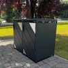 Metzler box na odpadové nádoby s akcentmi z nehrdzavejúcej ocele | pre 2 nádoby | 240 l | antracitová | s priehľadovými pásmi | nerezová & masívna