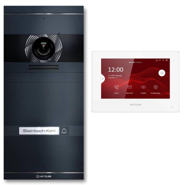 Metzler VDM10 2.0 videozvončekový systém | Kompletná sada s vymeniteľným menovkovým štítkom | 1 tlačidlo zvončeka | Plug & Play | Neo