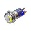 Metzler - tlačidlo 16mm - LED kruhové osvetlenie žlté - IP67 IK10 - nehrdzavejúca oceľ - vyčnievajúce - spájkovacie kontakty
