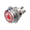 Metzler - tlačidlo 19 mm - LED symbol zvončeka červený - IP67 IK10 - nehrdzavejúca oceľ - ploché - skrutkové kontakty