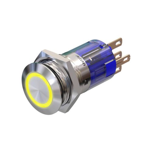 8a0f2788-baa5-4161-99e2-f30bf7f26edd Metzler - tlačidlo 16 mm - LED kruhové osvetlenie žlté - IP67 IK10 - nerezová oceľ - ploché - spájkovacie kontakty