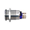 Metzler - tlačidlo 19 mm - LED kruhové osvetlenie modré - IP67 IK10 - nerezová oceľ - ploché - spájkovacie kontakty