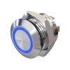 Metzler - tlačidlo 12 mm - modré LED kruhové osvetlenie - IP67 IK10 - nerezová oceľ - ploché - spájkovacie kontakty