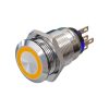 Metzler - tlačítko 19 mm - LED kruhové osvětlení oranžové - IP67 IK10 - nerezová ocel - ploché - pájecí kontakty
