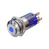 Metzler - tlačítko 16mm - bodové LED osvětlení modré - IP67 IK10 - nerezová ocel - vystupující - pájecí kontakty