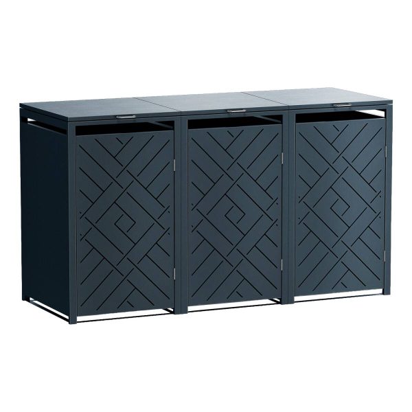 Metzler designová box na popelnice | 3x | 240 l | antracit RAL 7016 | kosočtvercový vzor | Prisma