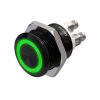 Metzler - tlačítko 19 mm - zelené LED kruhové osvětlení - IP67 IK10 - hliník - ploché - šroubové kontakty