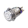 Metzler - tlačidlo 19 mm - LED symbol Power biela - IP67 IK10 - nehrdzavejúca oceľ - ploché - spájkovacie kontakty