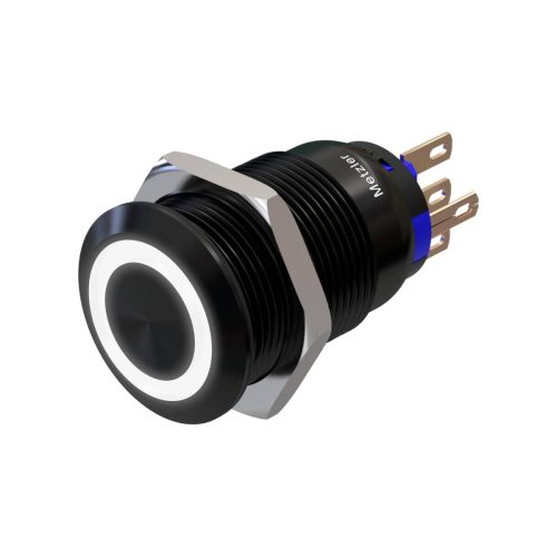 cb1ec623-3047-4b6e-8fce-d3c22ed1d2b7 Metzler - tlačidlo 19 mm - LED prstencové osvetlenie biele - IP67 IK10 - hliník - ploché - pájkovacie pripojenie