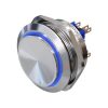 Metzler - tlačidlo 40 mm - LED kruhové osvetlenie modré - IP67 IK10 - nerezová oceľ - 2-pólové - vystupujúce - spájkovacie kontakty