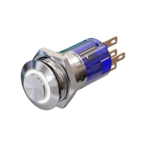 d4bb78ef-ef81-4e22-87a2-aa1511308c60 Metzler - tlačidlo 16mm - biely LED kruhový podsvit - IP67 IK10 - nehrdzavejúca oceľ - vystupujúce - spájkovacie kontakty