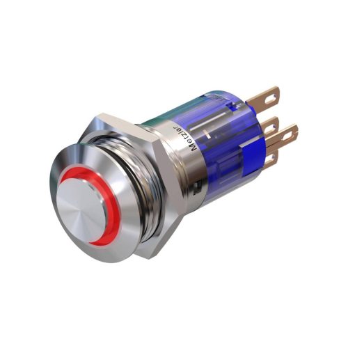 e7d02ca6-9352-4a68-a3ed-ef566038c0b3 Metzler - tlačidlo 16mm - LED kruhové osvetlenie červené - IP67 IK10 - nehrdzavejúca oceľ - vystúpené - spájkovacie kontakty