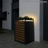Metzler box na odpadkový koš s výsadbovou střechou | 1 ks | 240 l | v dekoru dřeva | antracit RAL 7016 | z oceli | nerezavějící a masivní | madlo dveří se zámkem