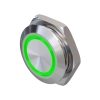 Metzler - tlačítko 19 mm - LED kruhové osvětlení zelené - IP67 IK10 - nerezová ocel - ploché - kabelové připojení