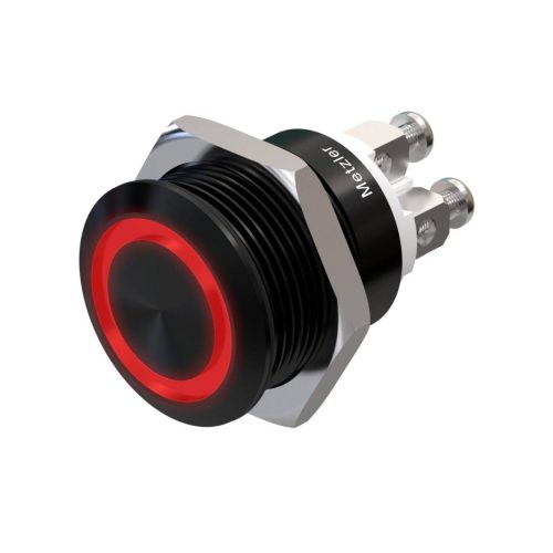 f4036de5-ac9c-4fdd-aab5-7bc312e05645 Metzler - tlačidlo 19 mm - LED kruhové osvetlenie červené - IP67 IK10 - hliník - ploché - skrutkovacie kontakty