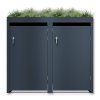 Metzler box na popelnice s vegetační střechou | 2 kusy | 240 l | antracit RAL 7016 | z oceli | nerezová a masivní | dveřní madlo se zámkem
