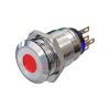 Metzler - tlačidlo 19mm - LED bodové osvetlenie červené - IP67 IK10 - nehrdzavejúca oceľ - ploché - spájkovacie kontakty
