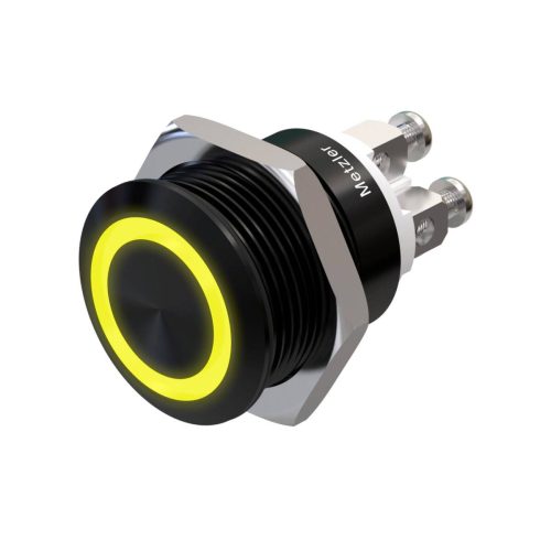 Metzler - tlačidlo 19mm - LED kruhové osvetlenie žlté - IP67 IK10 - hliník - ploché - skrutkové kontakty