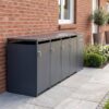 Metzler box na odpadkové koše s paketovou schránkou | sada | 4dílná pro 240 l | Paketbox XL s poštovní schránkou | ocel | antracit RAL 7016