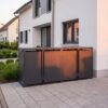 Metzler box na odpadkové koše | Bezručné ovládanie pomocou pedálu nohou | 4-dielna | 240l | oceľ s práškovou povrchovou úpravou | RAL 7016 antracitová
